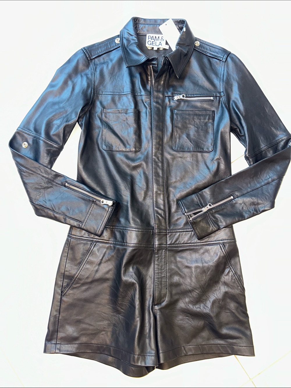 Pam & Gela Women’s Leather Jumpsuit